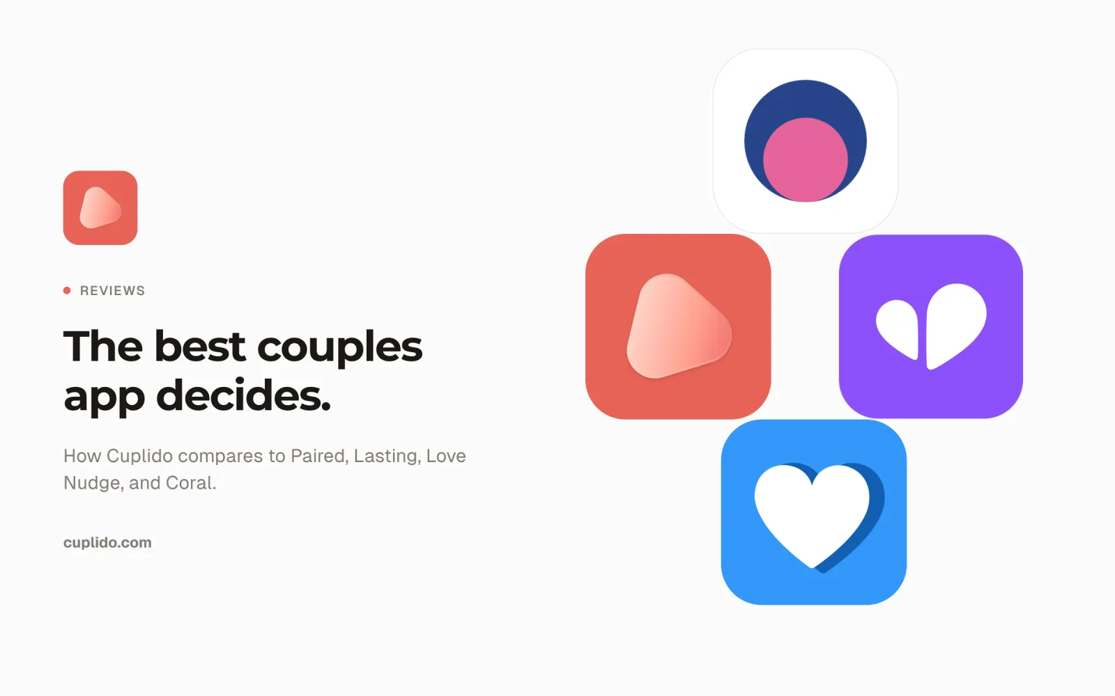 The Cuplido app icon clustered with three other couples app icons, next to the line: the best couples app decides