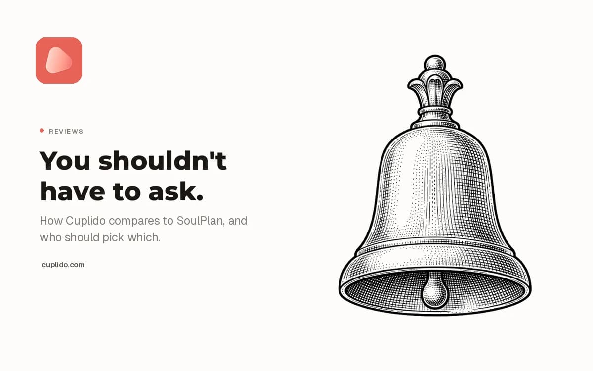 Engraving of a hand bell, beside the words: you shouldn't have to ask