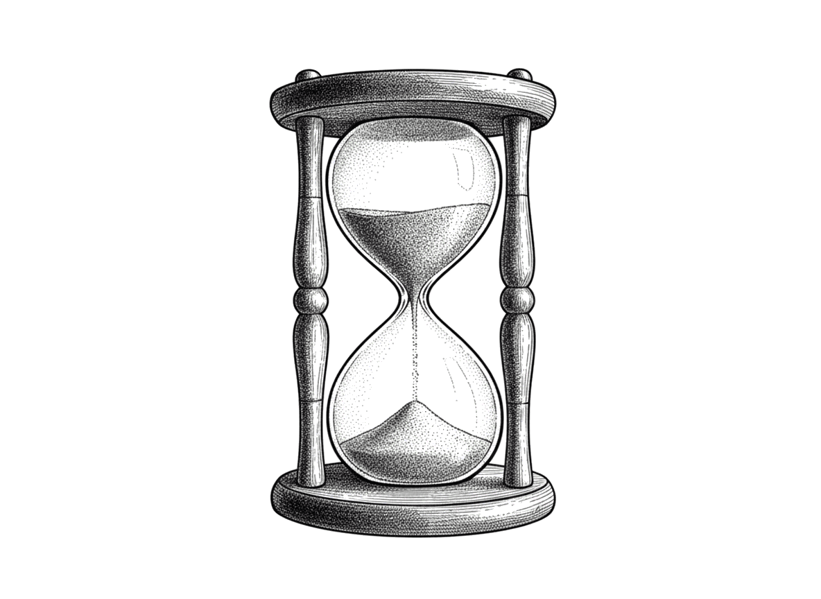 Engraving of an hourglass