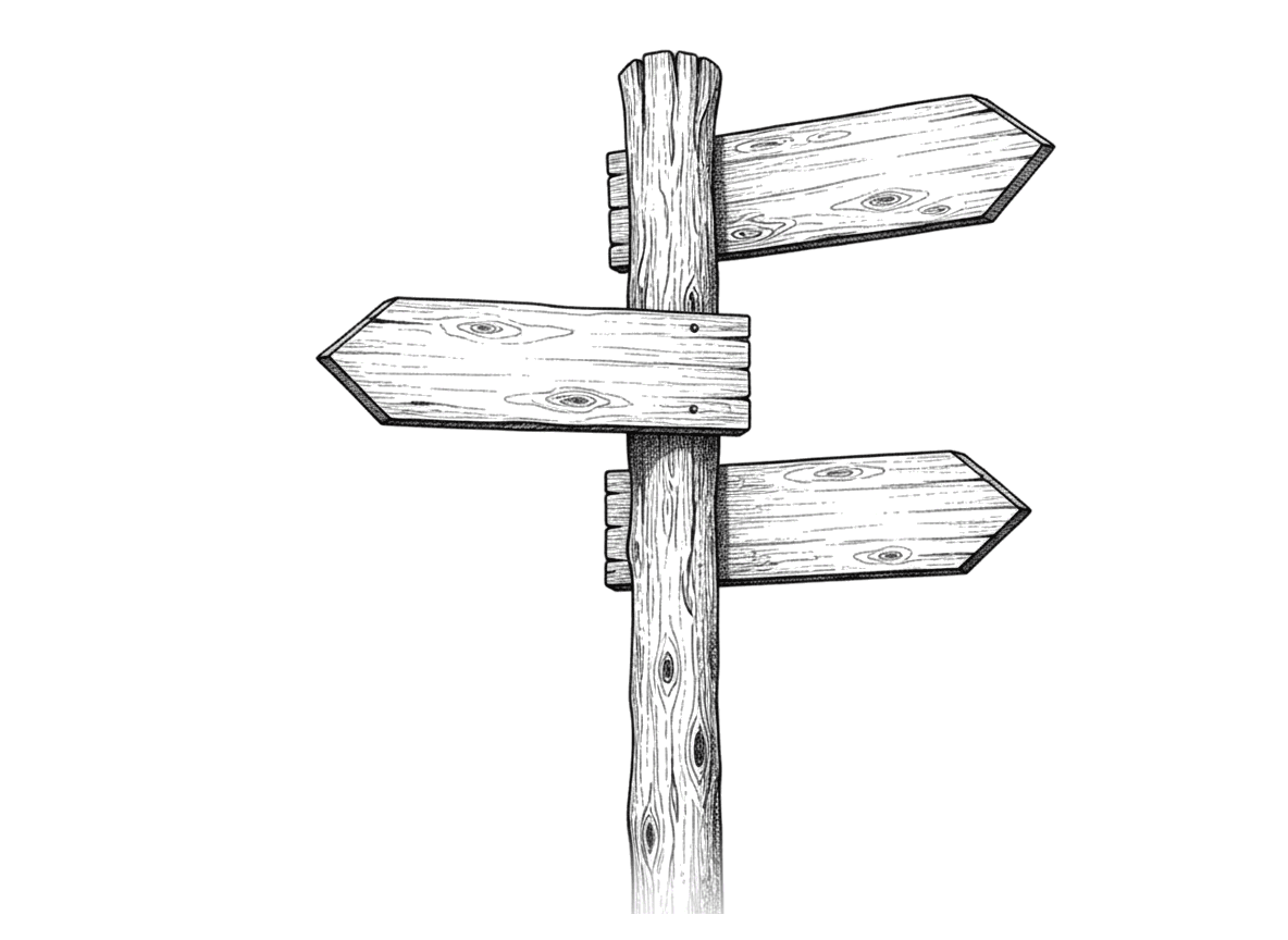 Engraving of a signpost