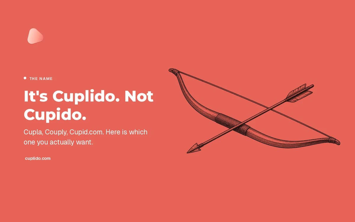 Coral panel with an engraving of a bow and arrow, beside the words: it's Cuplido, not Cupido